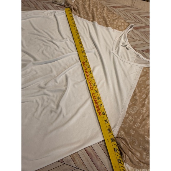 Cato 18 20 White Paisley Print Raglan Sleeve Ruffle Hem Tunic Top - Picture 7 of 11